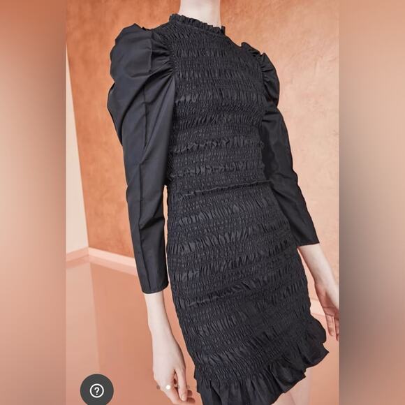 Ulla Johnson Aurele Mini Dress in Noir Black Size 8 - Picture 2 of 10